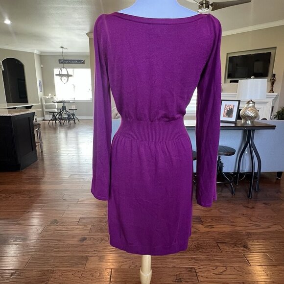Laundry by Shelli Segal Dress Womens Size Large Bell Snap Sleeves Boat Neck Wine - Picture 6 of 16